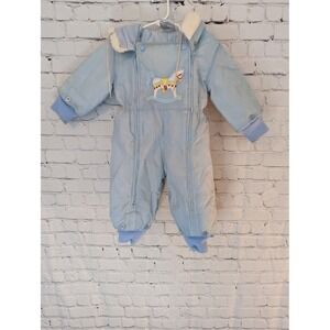 Vintage‎ Sears Child's Snowsuit With Hood Carousel Rocking Horse 6-24 Months